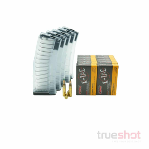 BUNDLE DEAL: 5 Translucent 30 Round MFT Extreme Duty AR-15 Magazines and 200 Rounds of Ammo - Retail / PMC 5.56 62 Grain