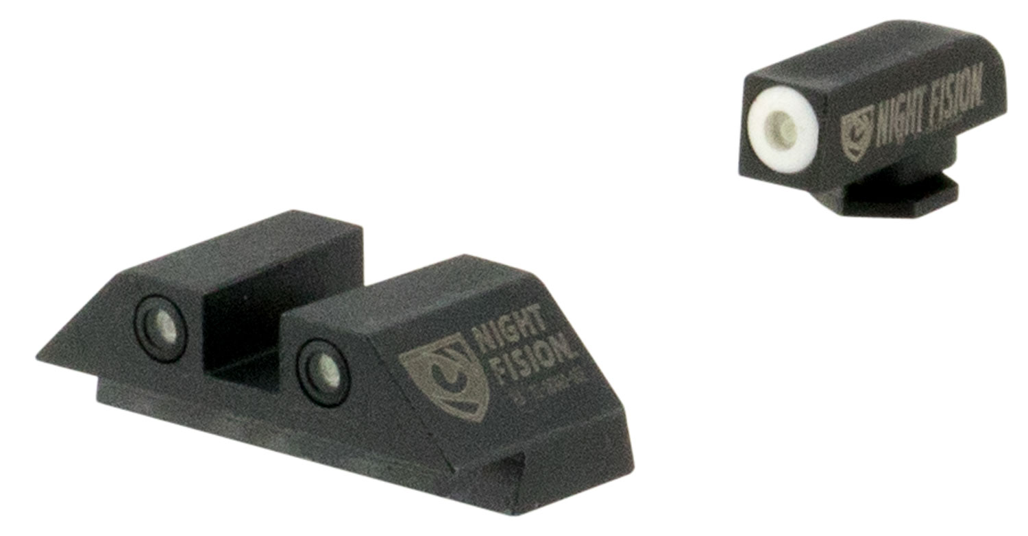 Night Fision Night Sight Set for Glock 17/17L/19/22-28/31-35/37-39 Pistols, Green with White Square Front/Rear - GLK-001-003-WGWG