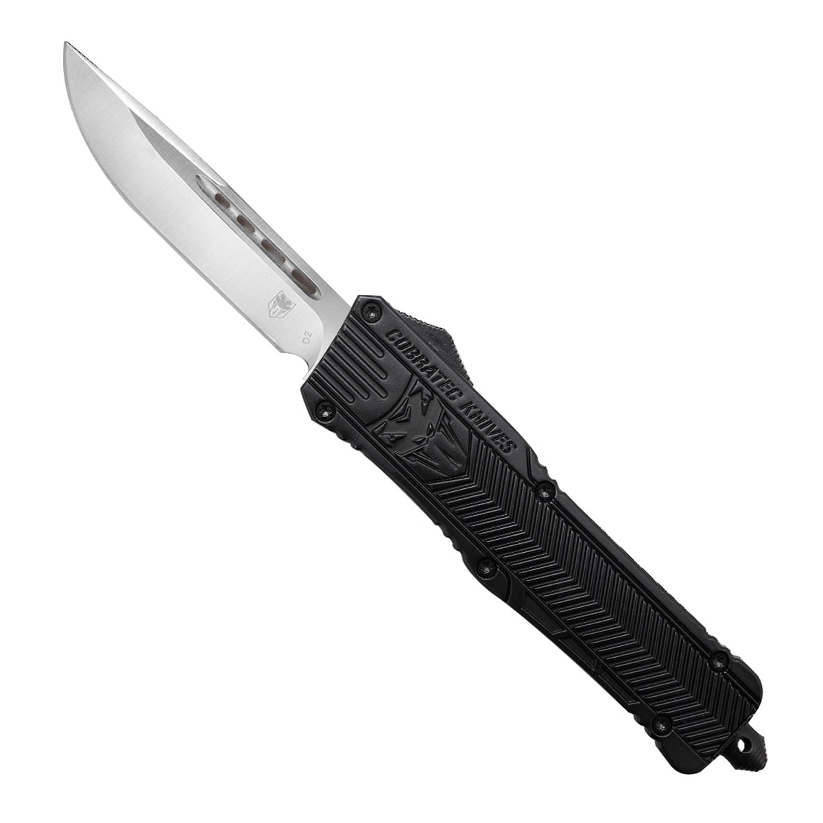 CobraTec Knives CTK-1 Large OTF Knife Drop Point, Black - LBCTK-1LDNS