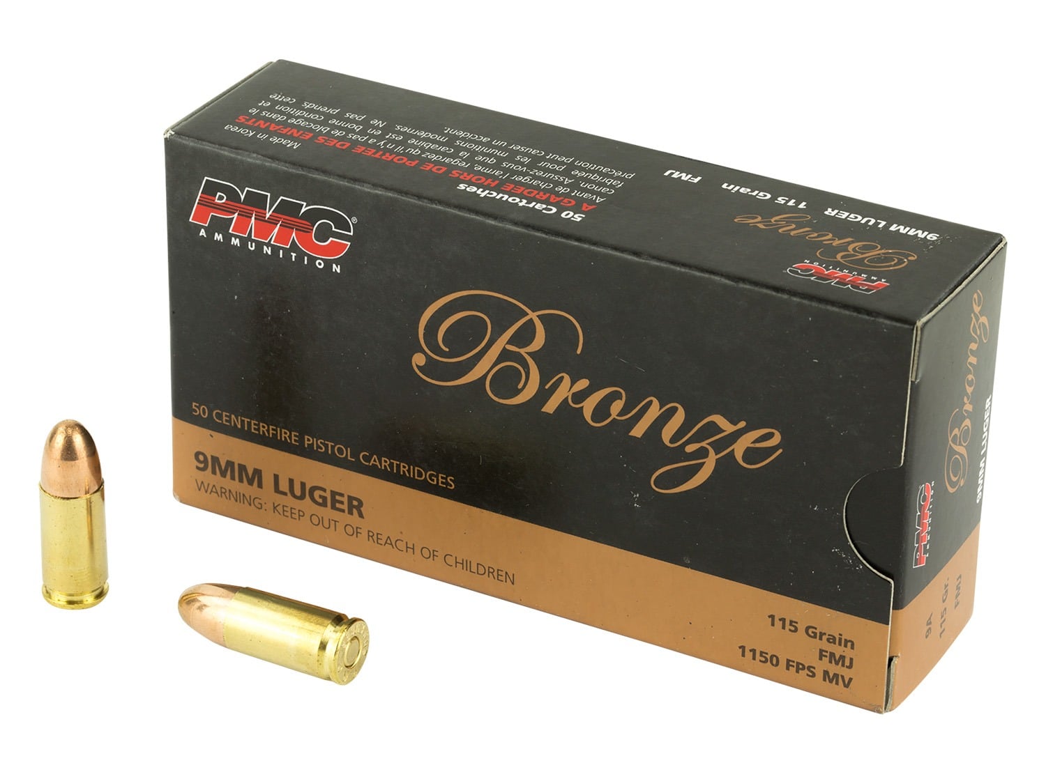 PMC Bronze 9mm 115gr FMJ Ammunition 50rds - 9A