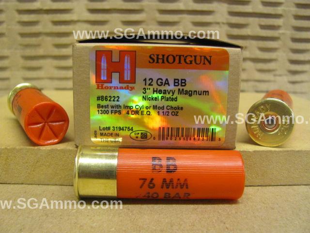 100 Round Case – 12 Gauge 3 Inch – 4 DR E.Q. – 1 1/2 Oz BB Shot Hornady Heavy Magnum Coyote Ammo – 86222