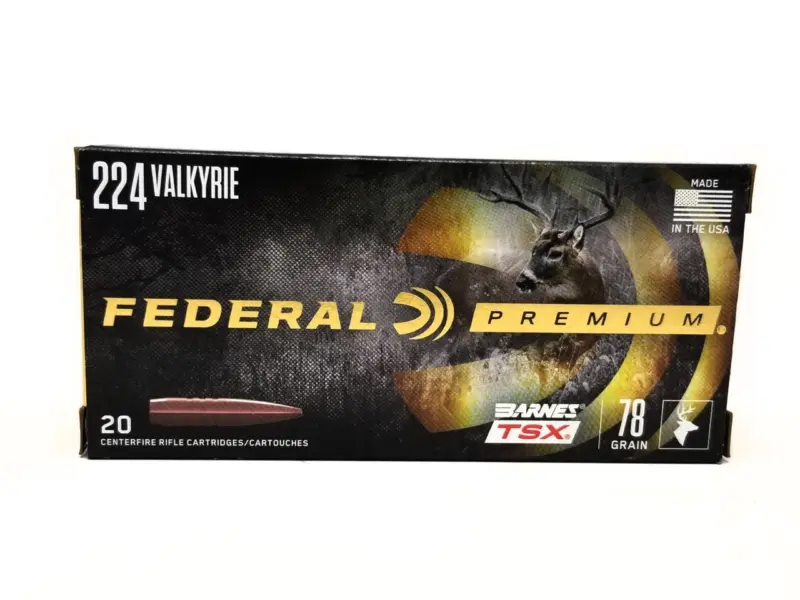 Federal 224 Valkyrie Ammunition P224VLKBTSX1 78 Grain Triple-Shock X Bullet 20 Rounds