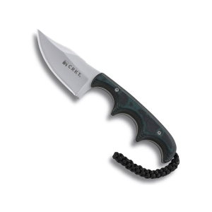 CRKT Minimalist Bowie Fixed Blade Knife 2.125" Bowie 5Cr15MoV Bead Blasted Blade Resin Infused Fiber Handle Black/Green