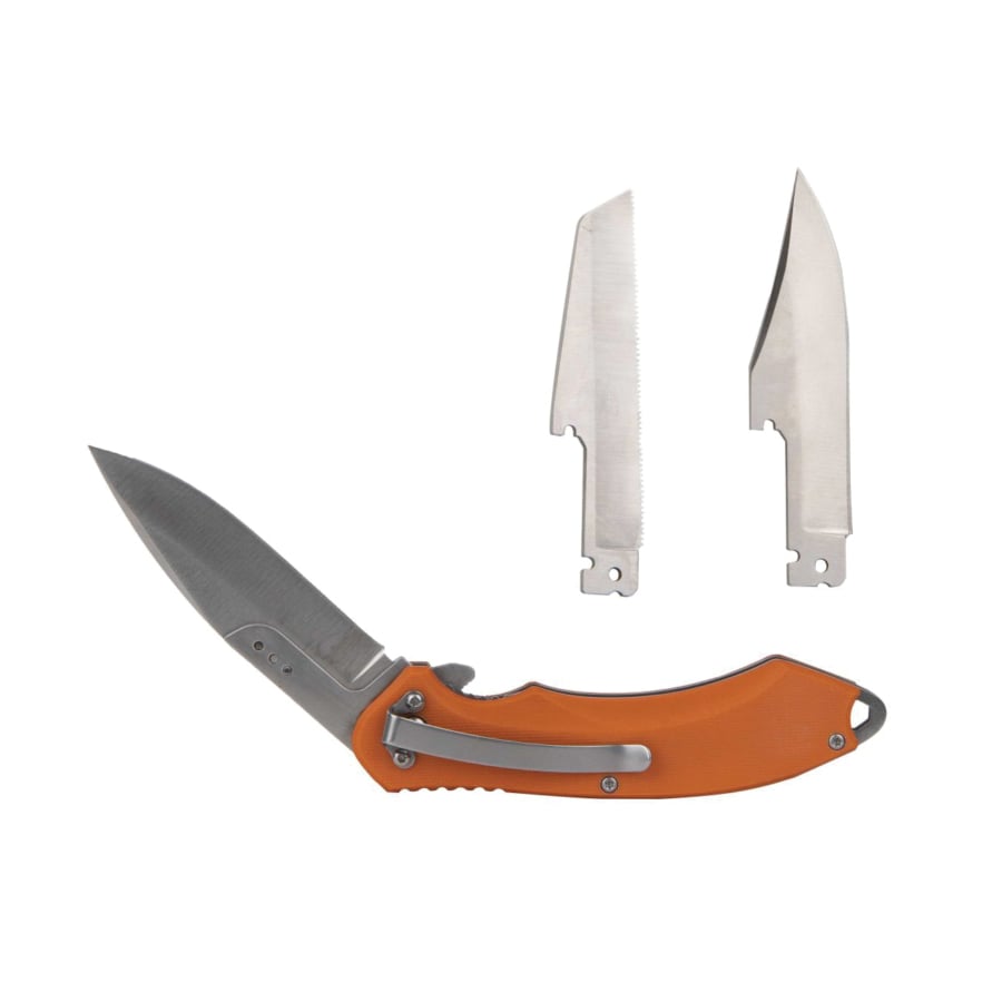 American Buffalo Knife & Tool AB Elite Switch Folder Folding Knife Clip Point/Drop Point/Saw, Orange