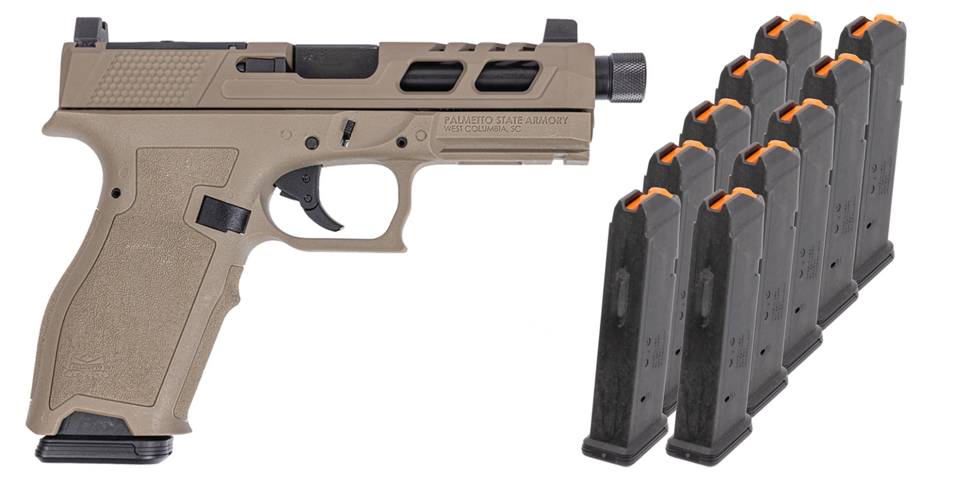 PSA Dagger Full Size - S 9mm SW6 RMR Pistol With Threaded Barrel &10-17rd Mags, Flat Dark Earth