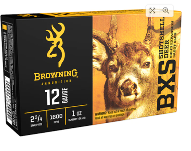 Browning BXS Deer Slug Ammunition 12 Gauge 2-3/4" 1 oz Copper Sabot Slug Lead-Free Box of 5