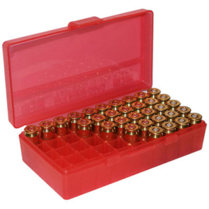 MTM Ammo Box 50 Round Flip-Top 38 - 357 Clr-Red
