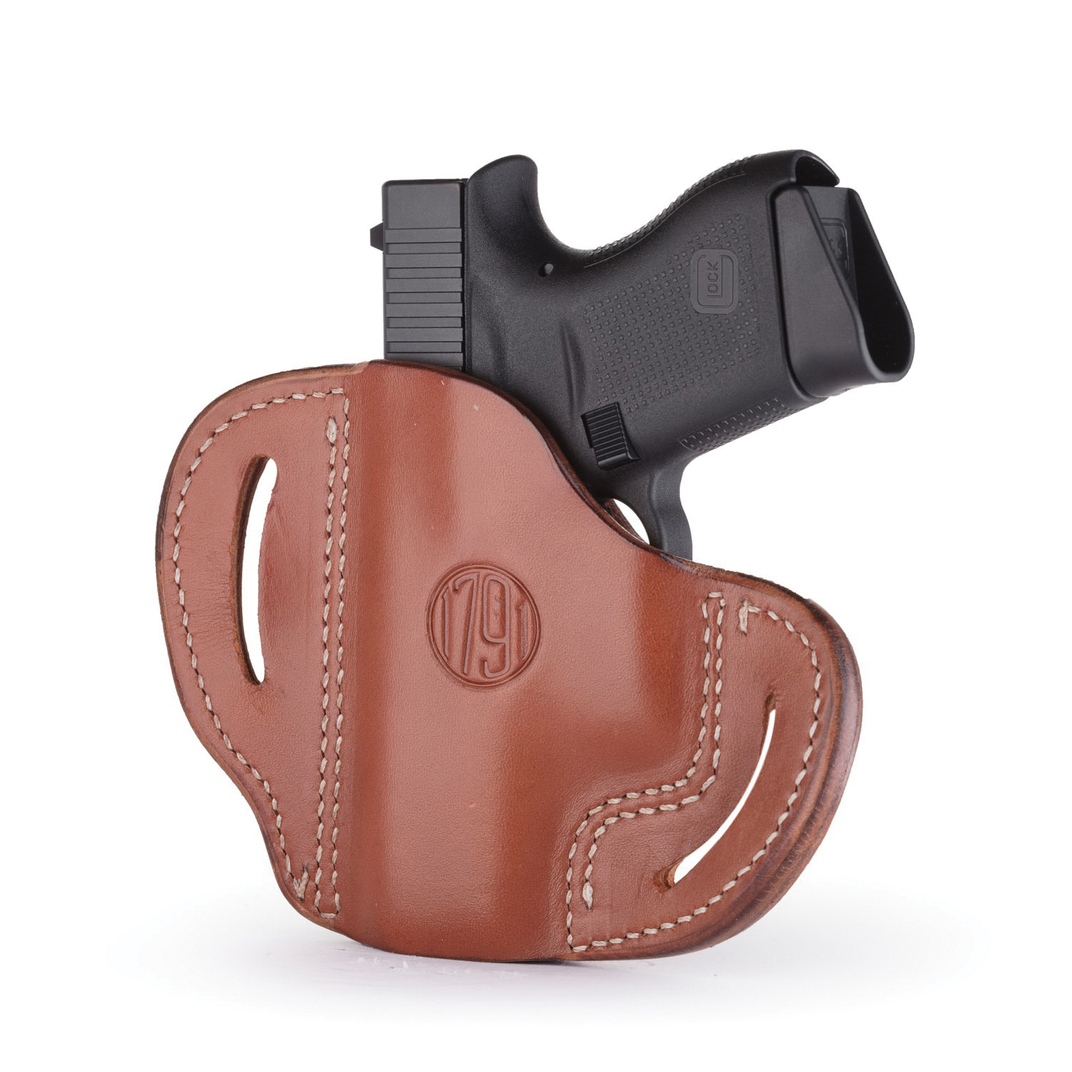 1791 Gunleather BHC Glock 43/Sig 365/PPK OWB Right Hand Leather Holster, Classic Brown - BHCCBRR