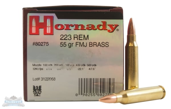 Hornady .223 Rem 55gr FMJ 50 Rounds Ammunition - 80275