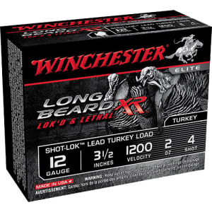 Winchester Ammo STLB12L4 Long Beard XR Shot-Lok Turkey 12GA 3.5\" 2oz #4 Shot - 10sh Box