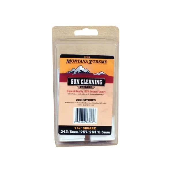 Montana X-Treme .243 Caliber/.264 Cal 1.38" x 1.38" Square Patch, 300/Bag