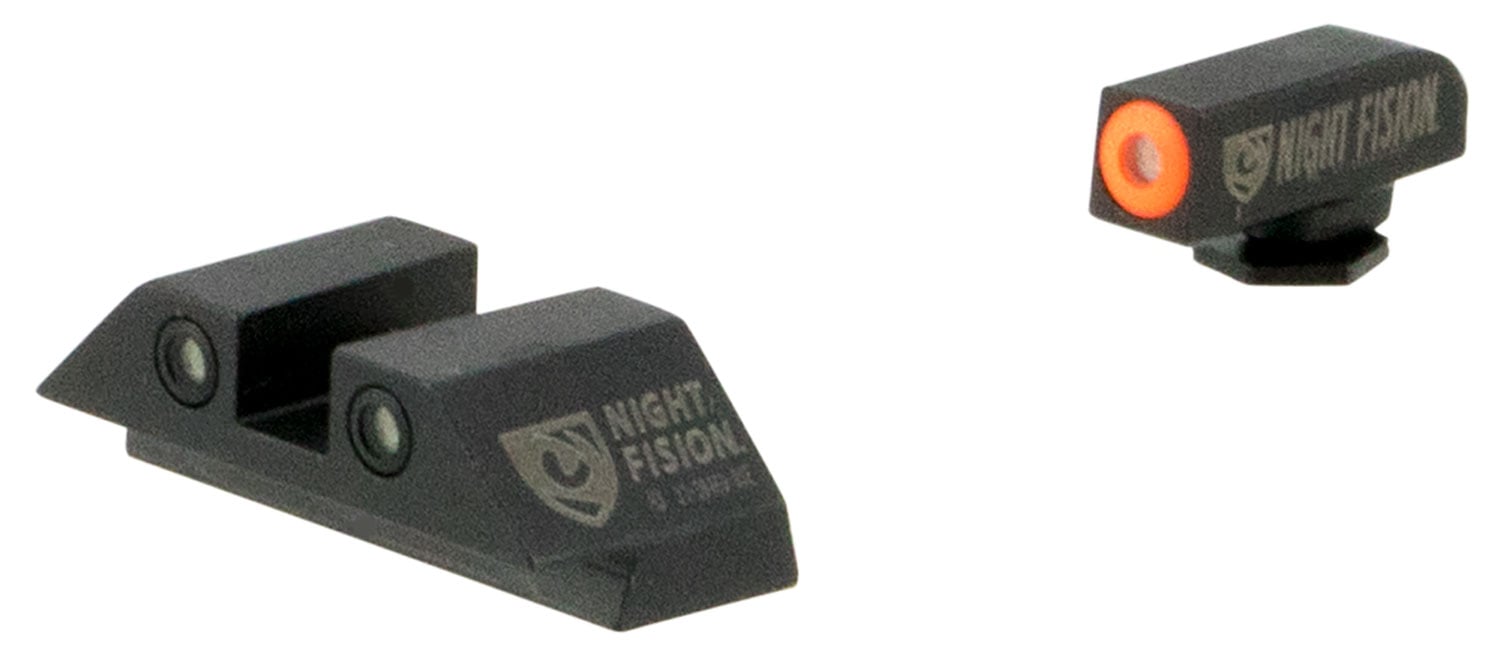 Night Fision Night Sight Set for Glock 17/17L/19/22-28/31-35/37-39 Pistols, Green with Orange Square Front, Green with White Square Rear - GLK-001-003-OGWG