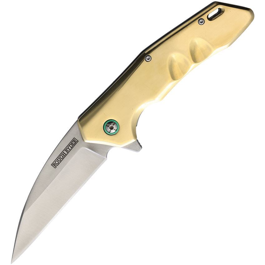 Rough Rider 2179 Folding Wharncliffe Knife, Brass - RR2179