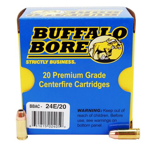 Buffalo Bore 9mm Luger +P 124 grain Jacketed Hollow Point Pistol and Handgun Ammo, 20/Box - 24E/20