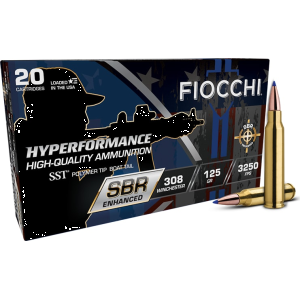 Fiocchi 308SBRA Hyperformance 308Win 125 GR Super Shock Tip 20 Per Box