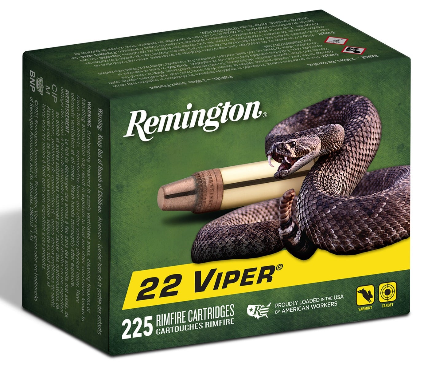 Remington Viper 22lr Ammo 36gr Plated Truncated Cone Solid 225rds - VP225