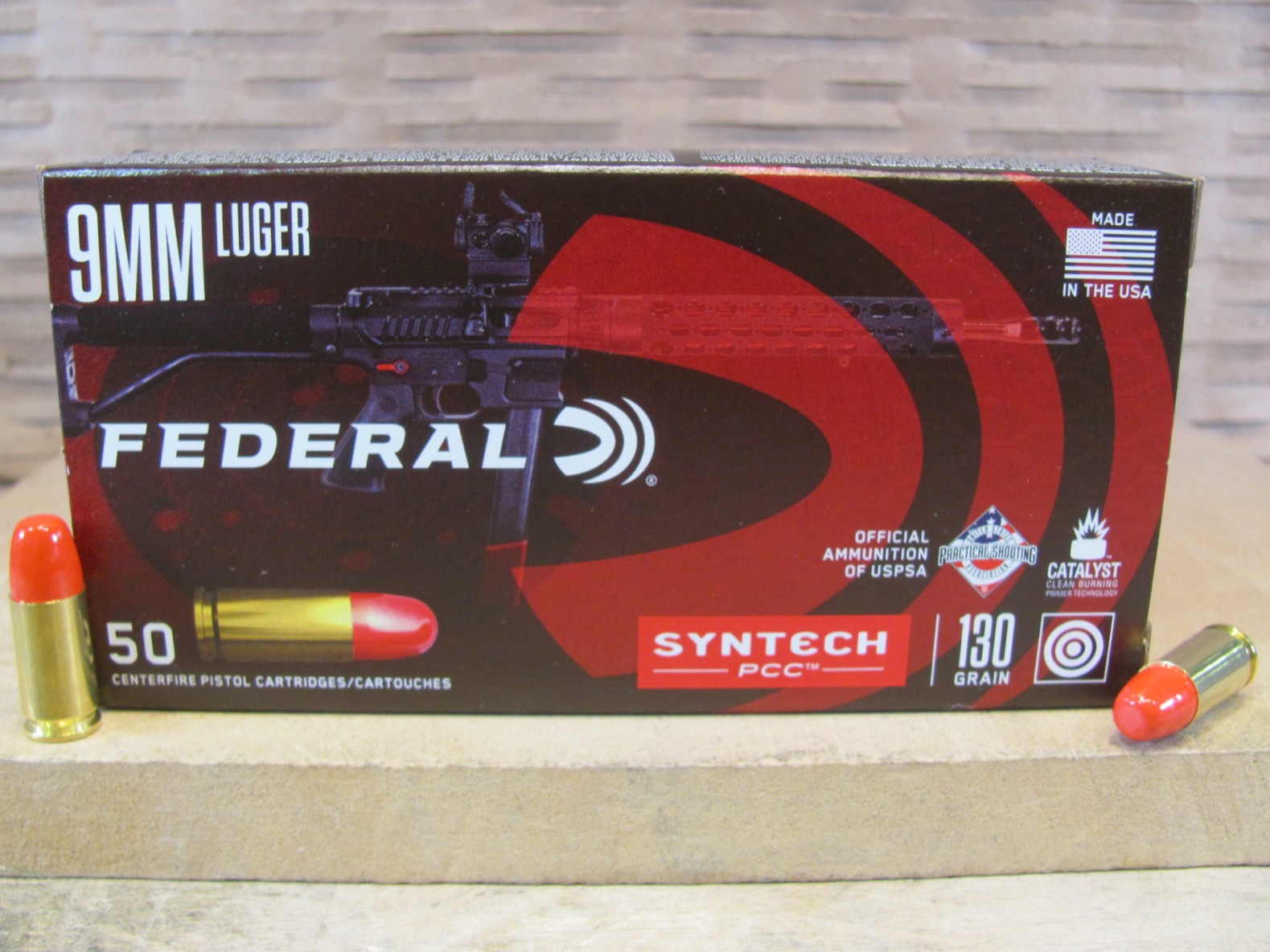 500 Round Case – 9mm Luger 130 Grain Total Synthetic Jacket Federal Syntech PCC Ammo – AE9SJPC1