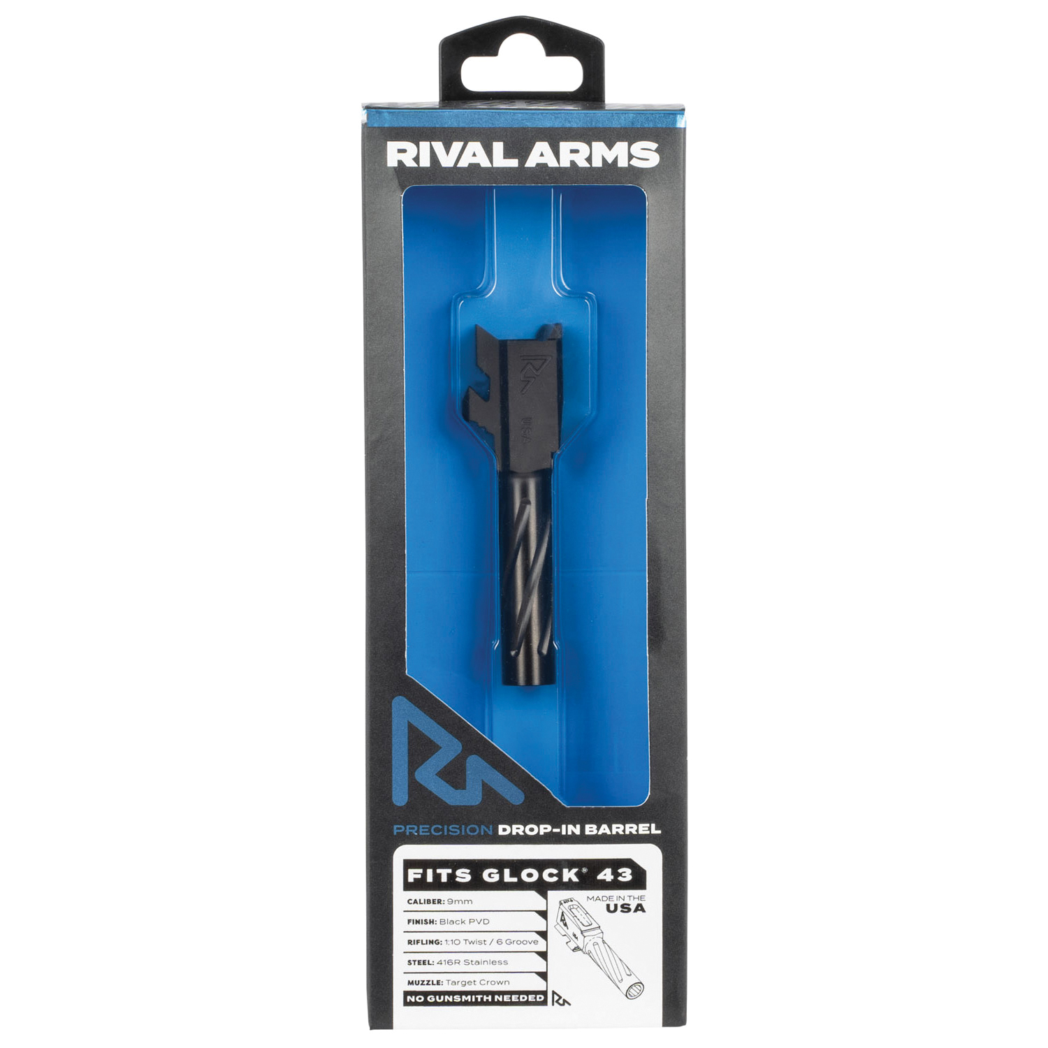 Rival Arms V1 Drop-In Barrel for Glock 43, Black - RA20G301A
