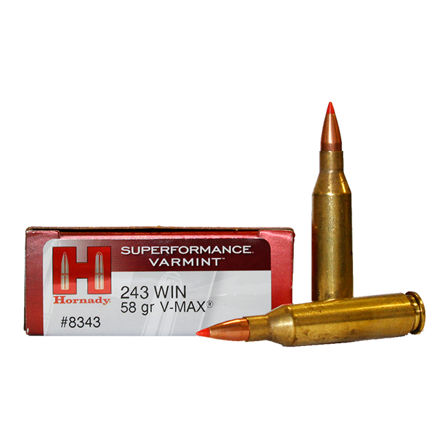 Hornady .243 Win 58gr V-MAX Superformance Varmint Centerfire Ammunition 20rds - 8343