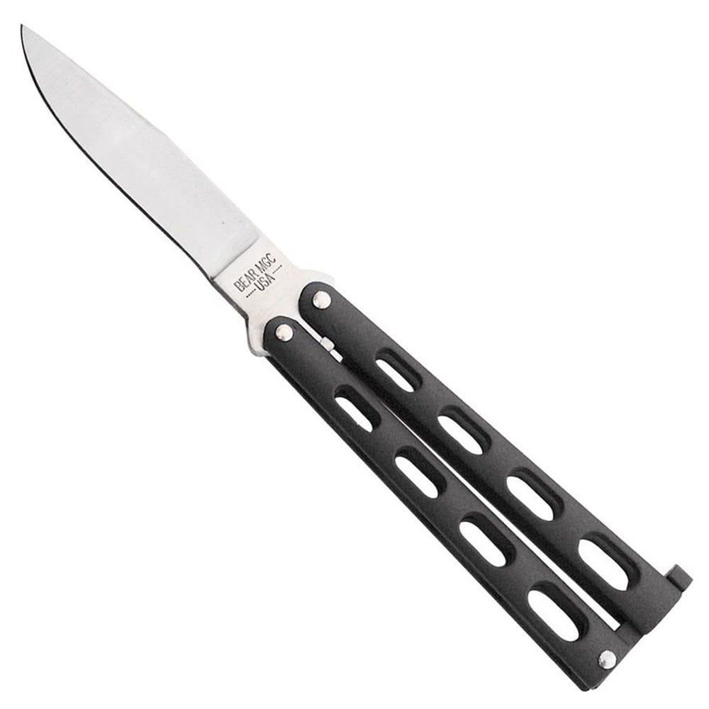Bear & Son 4" BLACK BUTTERFLY KNIFE