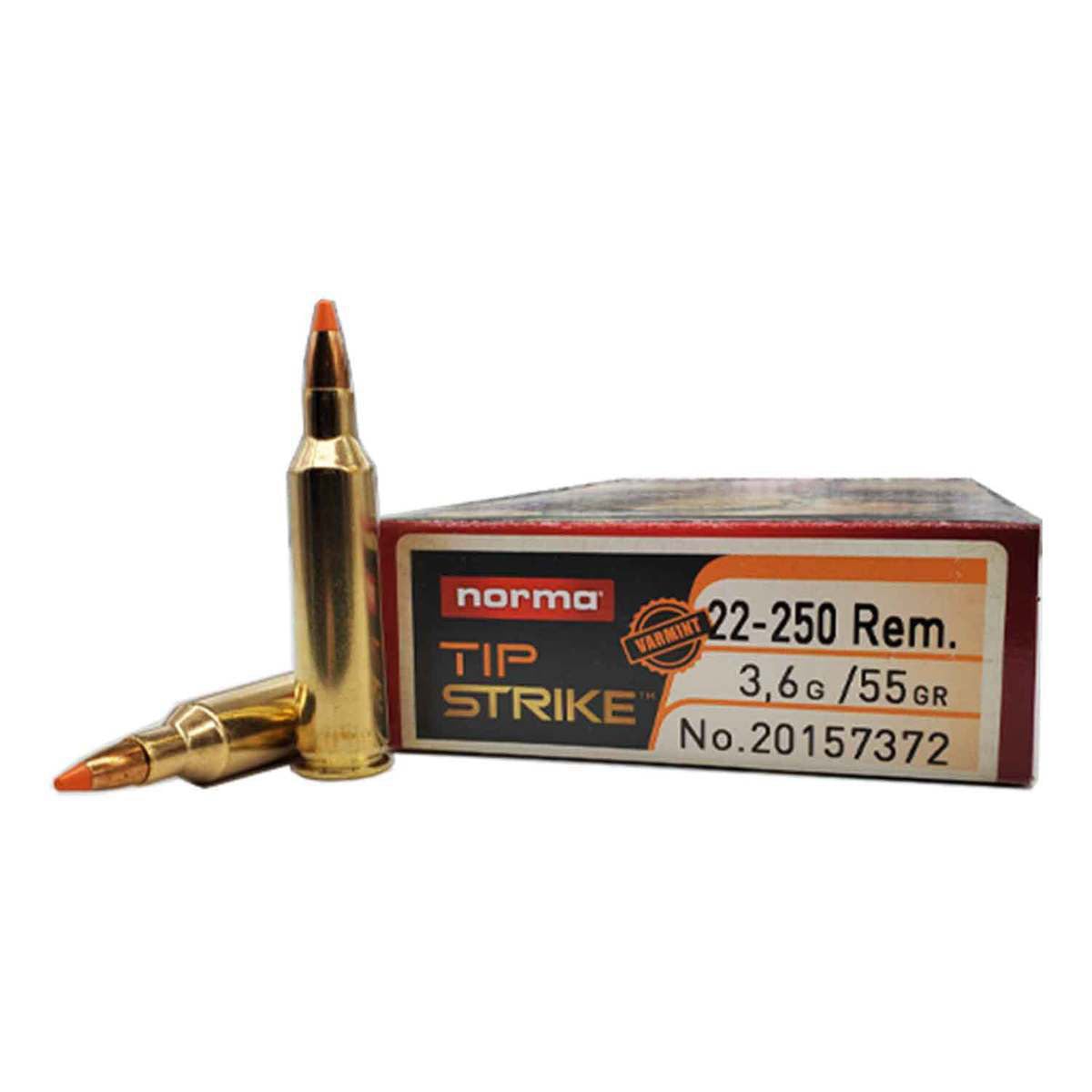 Norma Tipstrike-Varmint 55gr .22-250 Rem. Ammo, 20rds - 20157372