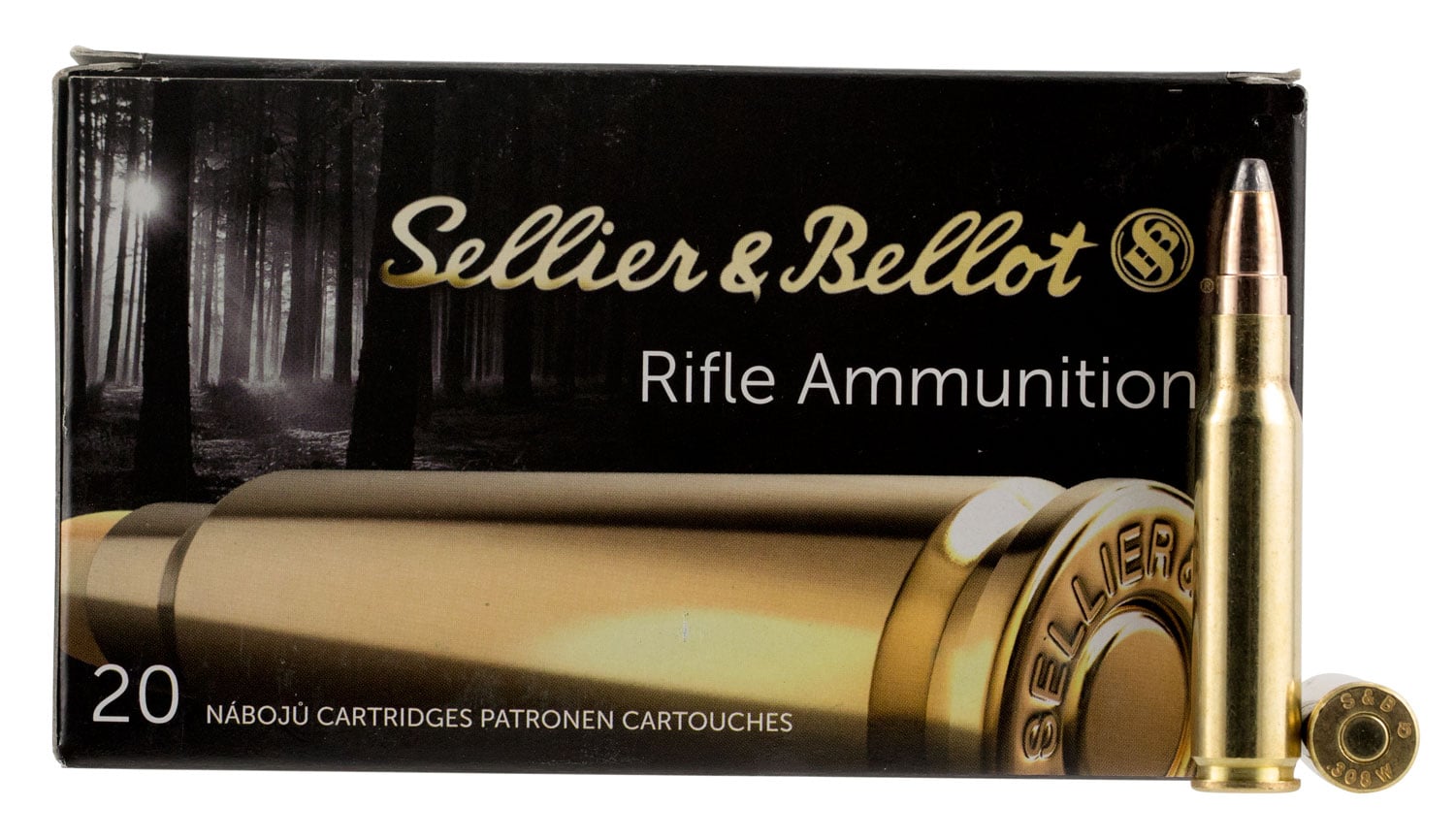 Sellier & Bellot 180 gr Semi-Jacketed Soft Point Cutting Edge .308 Win/7.62 Ammo, 20/box - SB308F