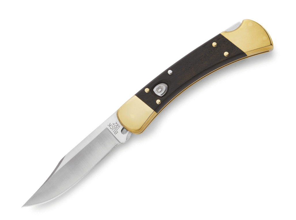 Buck 110 Auto Folding Clip Point Knife, Ebony Wood - 0110BRSA-B