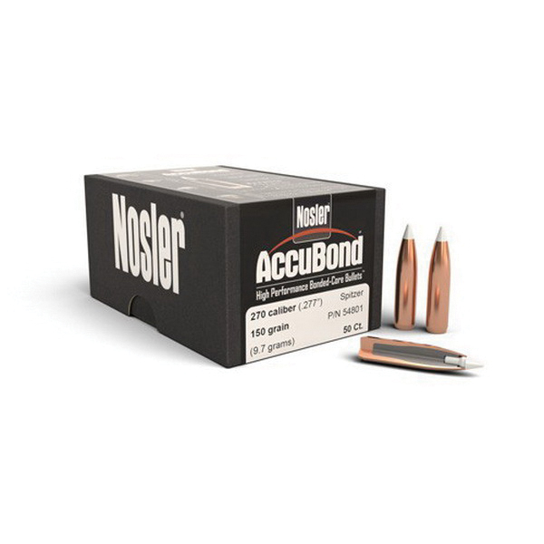 Nosler AccuBond .270 150 gr SBT Rifle Bullet, 50/box - 54801