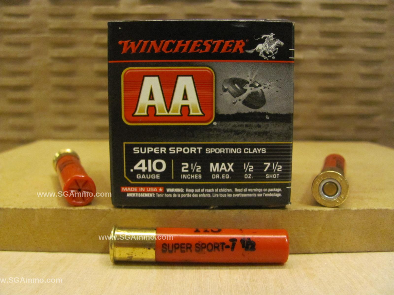 250 Round Case – 410 Gauge 2-1/2 Inch 1/2 Oz. Number 7.5 Shot Winchester AA Ammo – AASC417