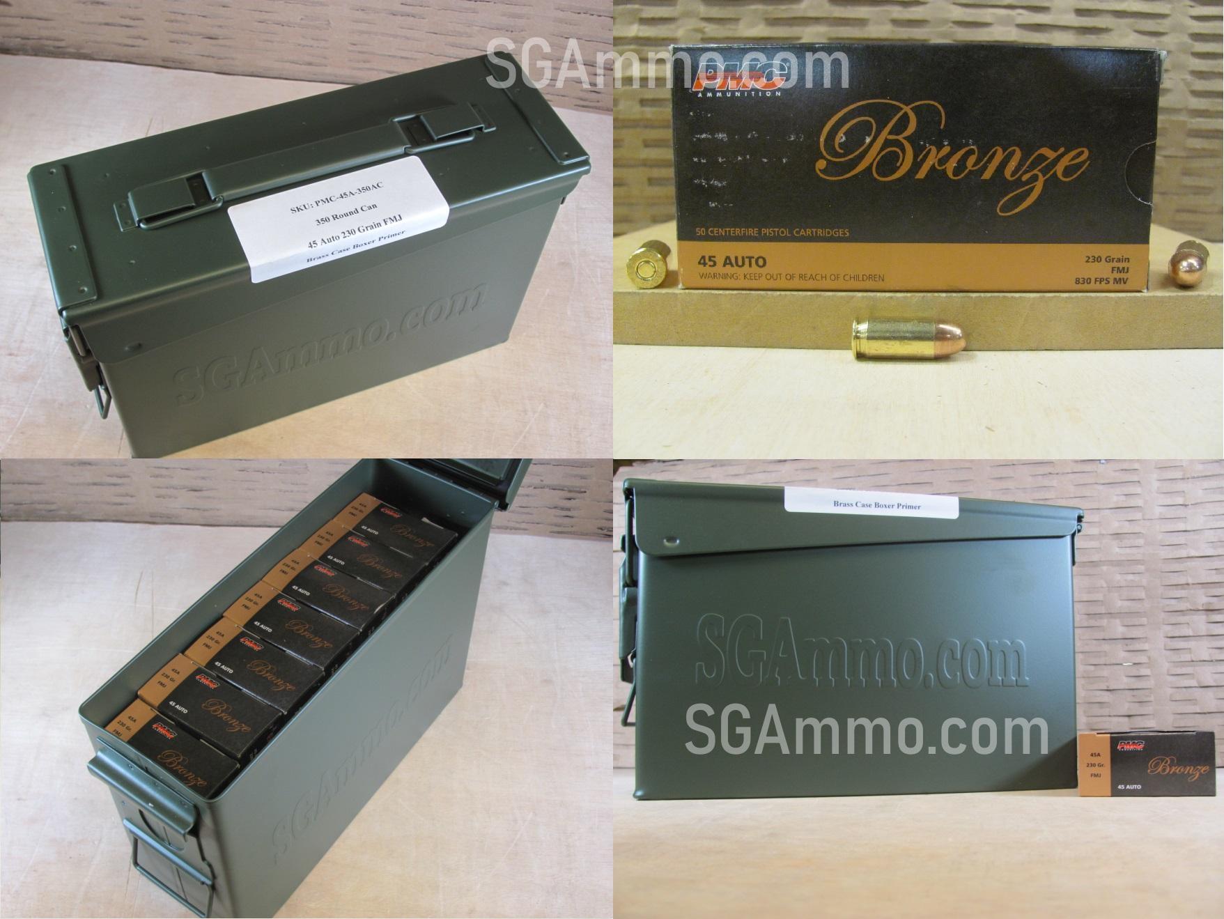 350 Round Can – PMC 45 Auto 230 Grain FMJ Ammo – 45A – Packed in M19A1 Canister