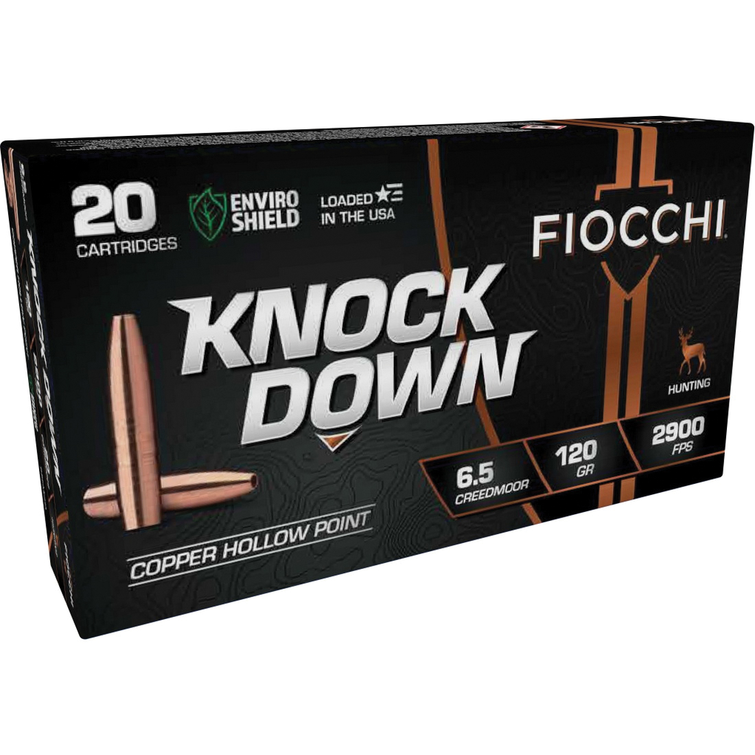 Fiocchi KnockDown 6.5 Creedmoor 120 gr LFCHP 20rds Rifle Ammo for Superior Precision - 65CMCHA