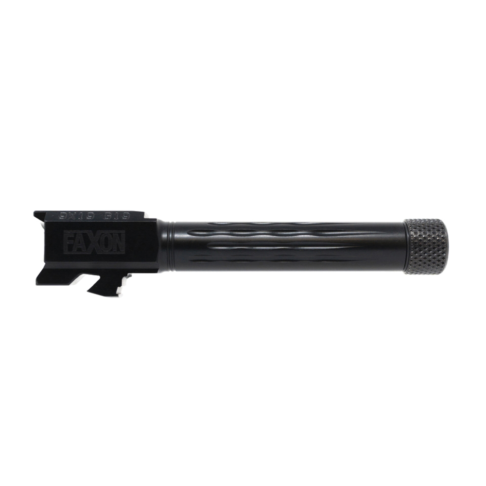 Faxon Firearms Match Barrel 9mm 4.50" Fits Glock G19, Black - Enhanced Accuracy - GB910N19LGQ-T