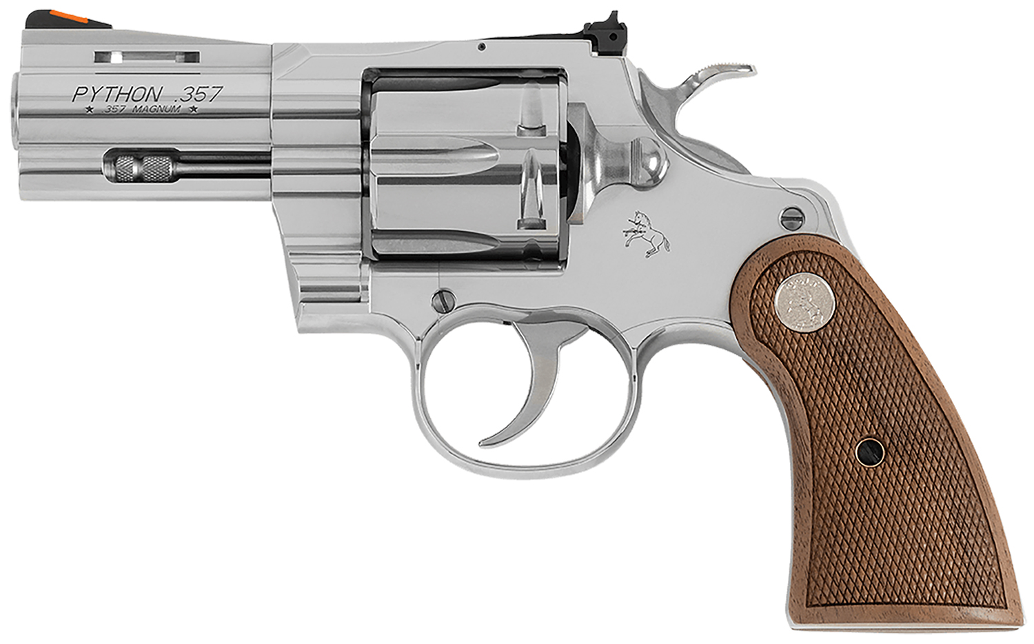 COLT PYTHON 357MAG 2.5″ SS – ADJ SIGHT WALNUT MEDALLION GRP - No Credit Card Fees - Free Shipping
