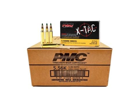 1,000 Round Case of PMC X-Tac 5.56 62gr Ammo