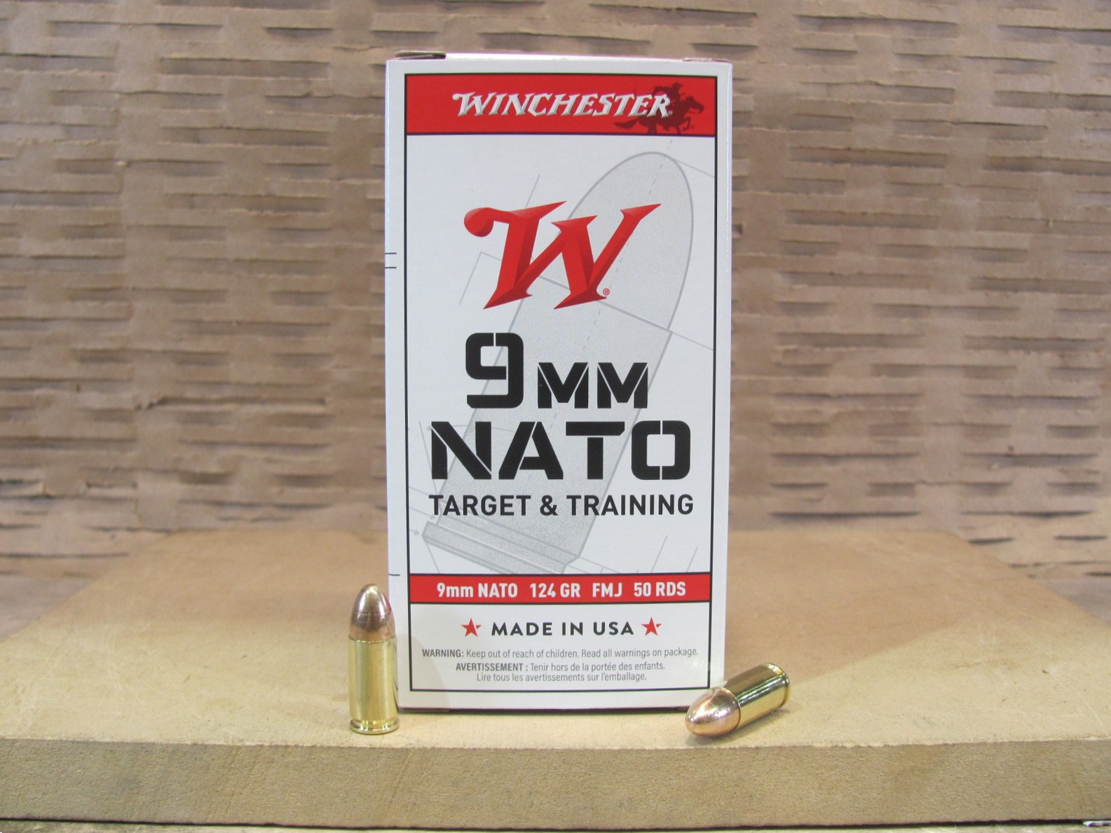 50 Round Box – 9mm NATO 124 Grain FMJ Winchester Mil-spec Ammo – Q4318