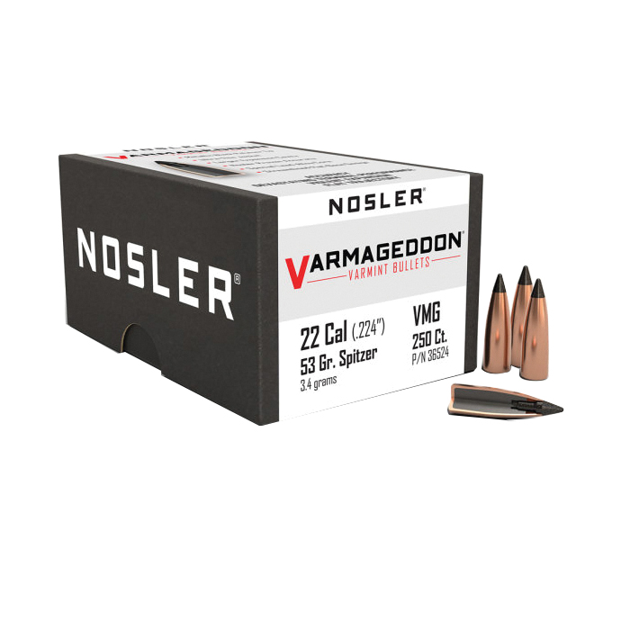 Nosler Varmageddon .22 Cal JPT FB Rifle Bullet, 53 gr 0.224" 250rds