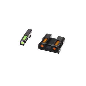 North-Pass HIVIZ LiteWave H3 sight orange/Green Litepipes w/White front ring Glock models chambered in 45 ACP, 45 Gap and 10mm