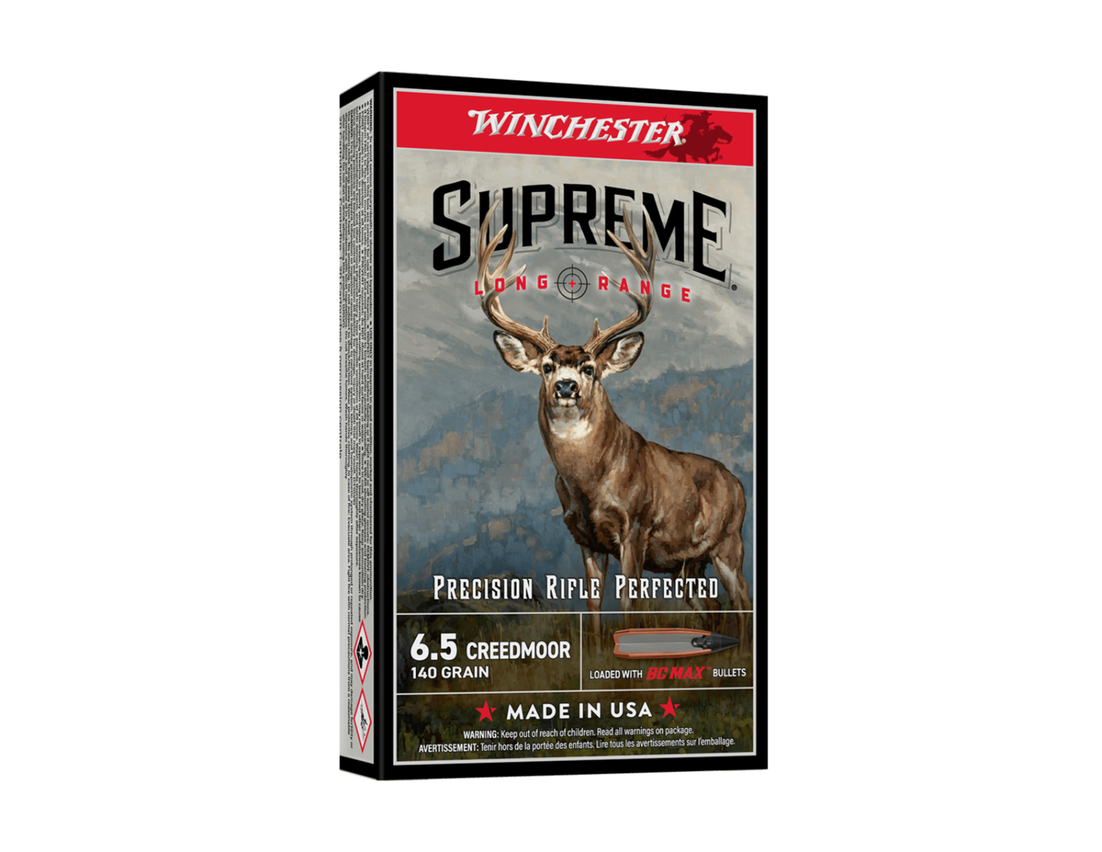 Winchester Supreme Long Range 6.5 Creedmoor 140gr BC Max Ammo, 20rds