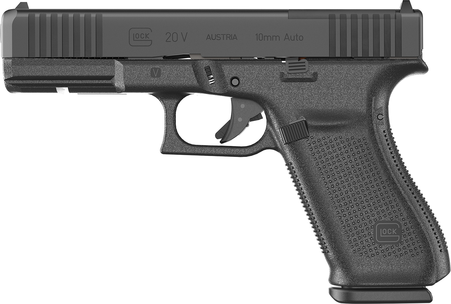 Glock 20 V MOS 4.61" 10mm OR FS Rail (3)10rd Pistol, Black - UV2050201MOS