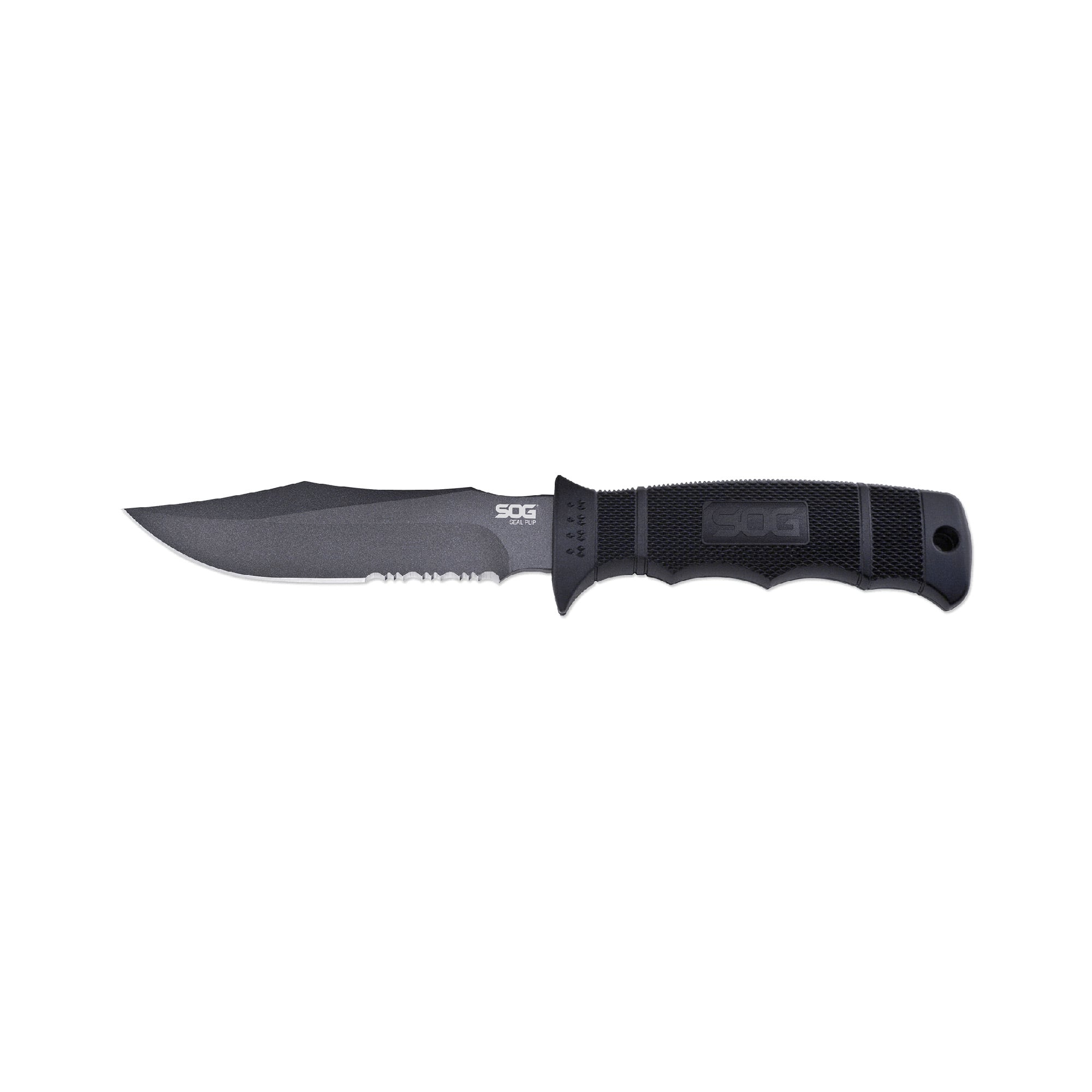 SOG Knives Seal Pup 4.75" Clip Point Fixed Blade Knife, Black - SOGM37NCP