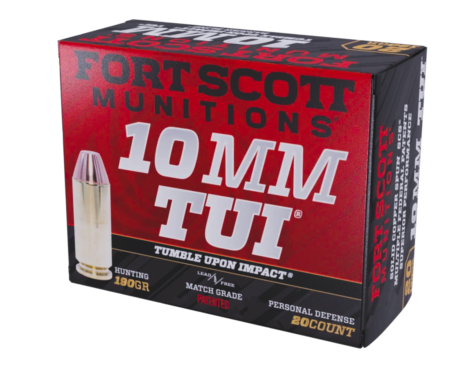 Fort Scott Munitions 10MM-190-SCV2 Claw Defense 10mm 190gr Solid Copper Spun 20 Per Box/25 Case