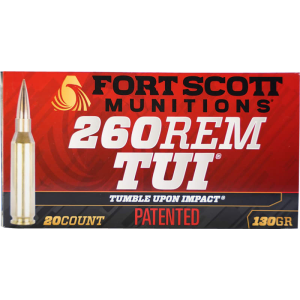Fort Scott Munitions 260130SCV2 Tumble Upon Impact (TUI) 260 Rem 130 GRSolid Copper Spun 20 Per Box