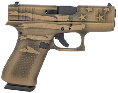 GLOCK 43X 9MM PISTOL, BATTLEWORN BRONZE DISTRESSED FLAG - PX4350204-BBBWFLAG
