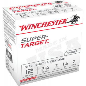 Winchester Ammo TRGT12S7 Super Target Steel Shot Target Load 12GA 2.75\" 1 1/8oz #7 Shot - 25sh Box