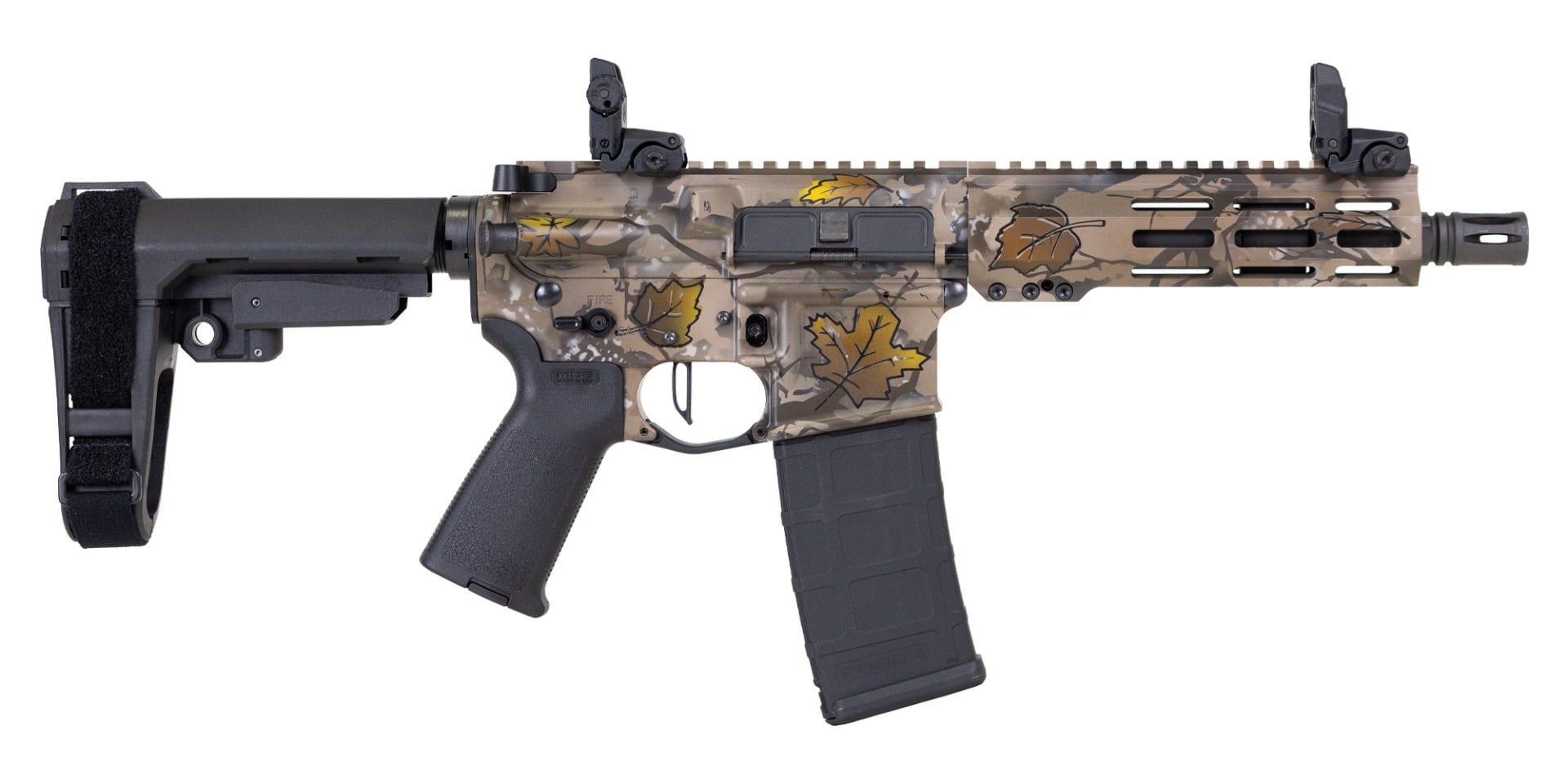 PSA Custom 7.5" .300 AAC Blackout 1/8 Pistol W/ Flatbow FCG, Magpul Mbus sights, Harvest