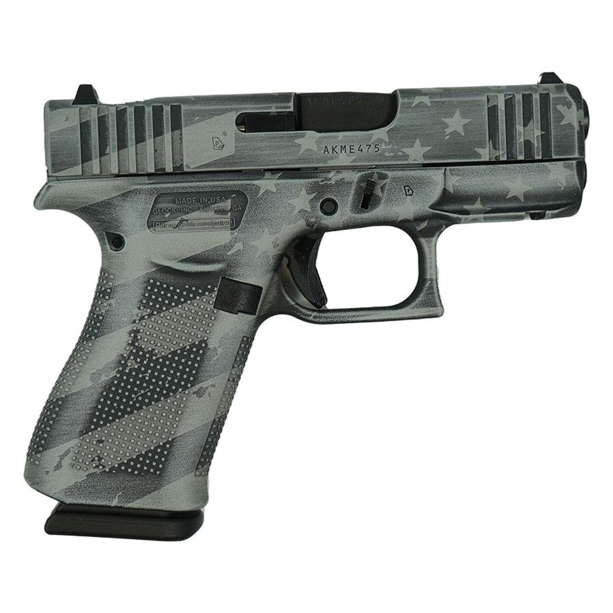 Glock G43X USA Flag Subcompact 9mm 3.41" 10rds, Distressed Gray