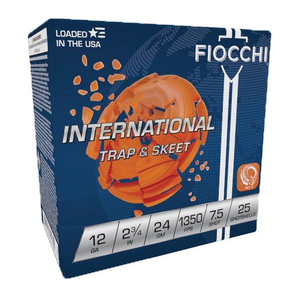 Fiocchi 12IN2475 Exacta Target International Trap & Skeet 12Gauge 2.75″ 24gram 7.5Shot 25 Per Box/10 Case - No Credit Card Fees - Low, flat rate shipping