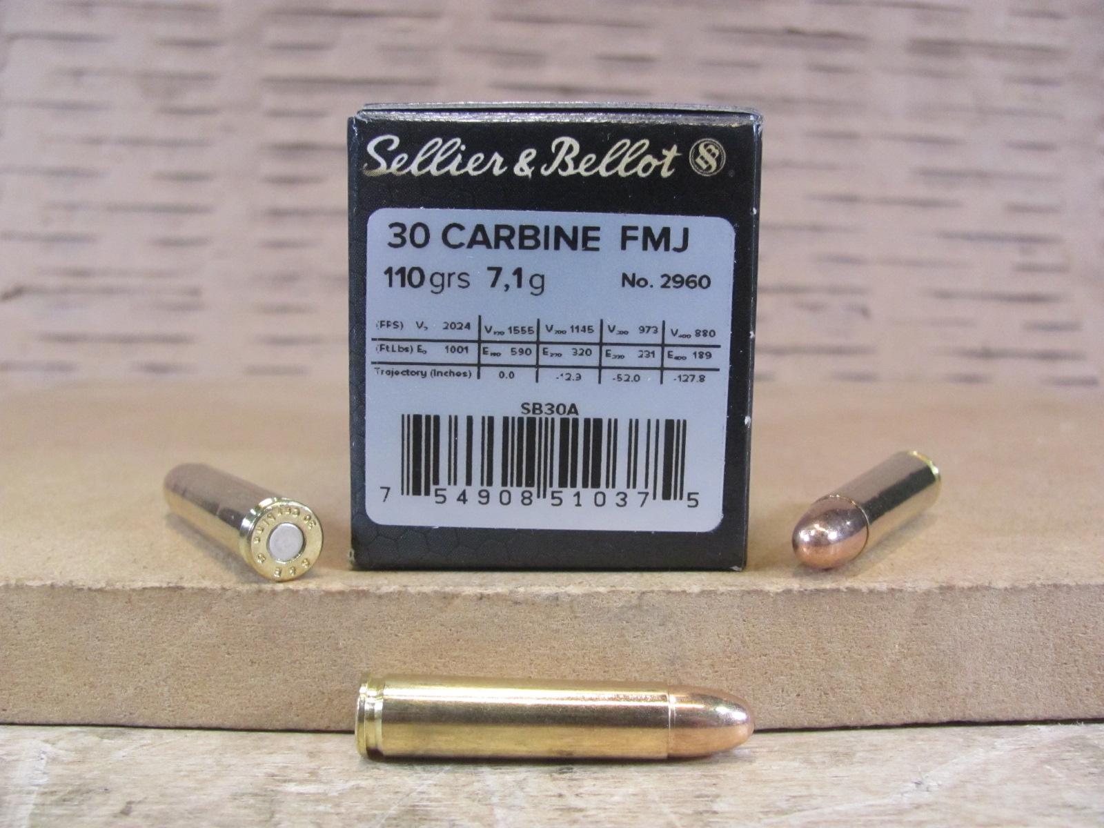 1000 Round Case – 30 Cal Carbine Sellier Bellot 110 Grain FMJ Ammo – SB30A