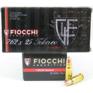 Fiocchi 762TOK Specialty 7.62X25mm Tokarev 88 GR Metal Case (FMJ) - 50rd Box