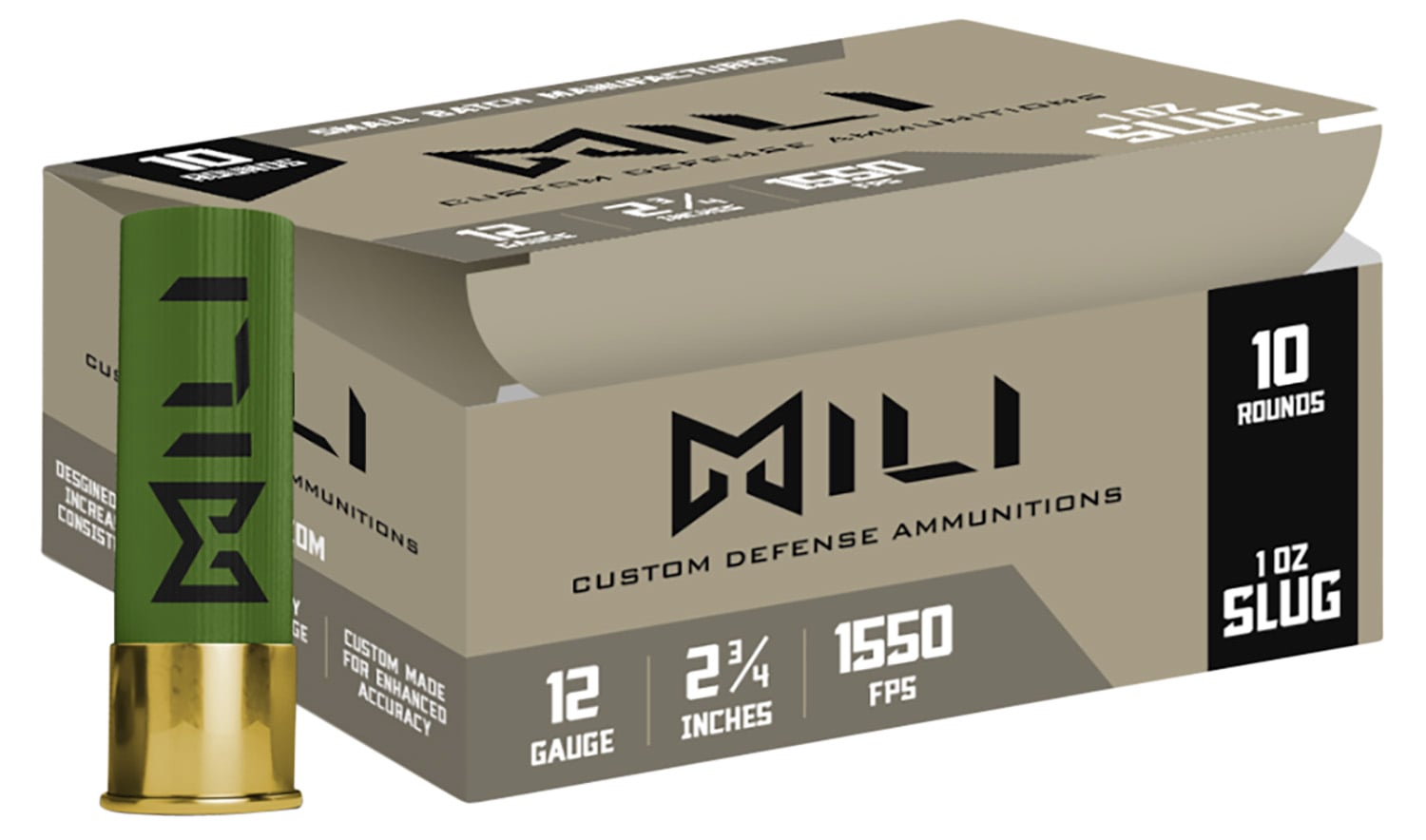 Mili Defense 12 Ga 2.75" 1 oz Lead Rifled Slug 10rds- M12RIFSLUG